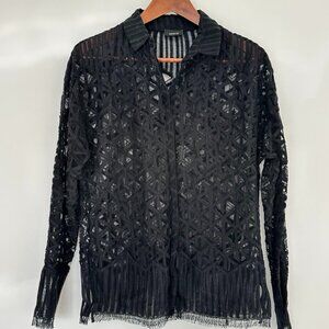 Akris Womens Black Lace Blouse Size XS